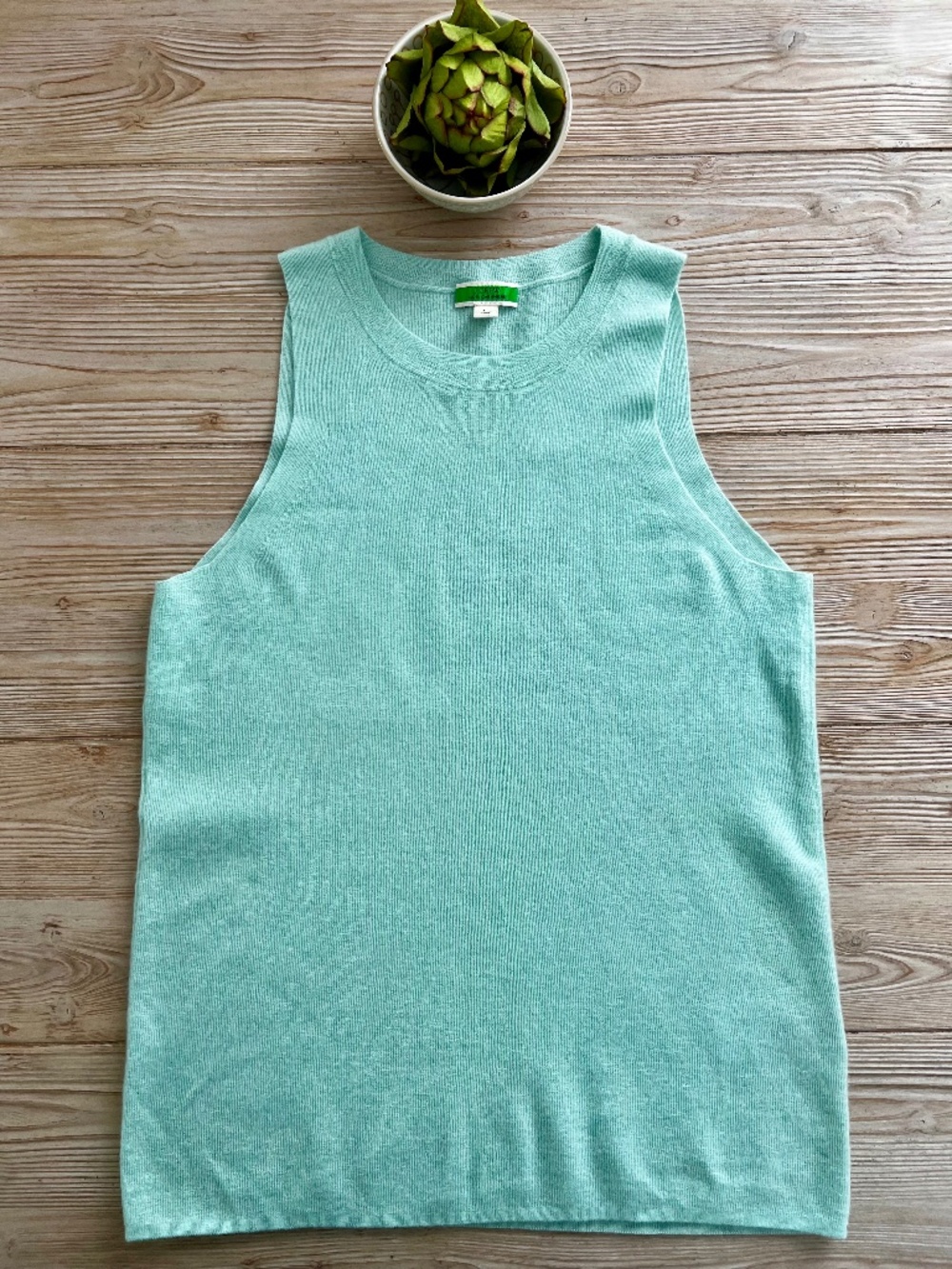 J.Crew 100% cashmere sleeveless sweater, mint green, knit tank size large